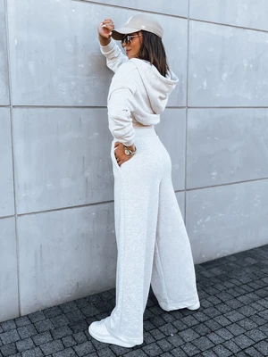 Women's set of wide trousers and sweatshirt MINALIA beige Dstreet