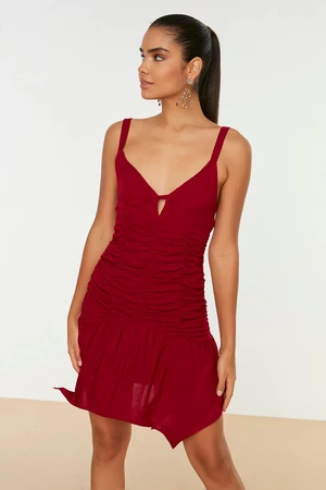Trendyol Claret červené detailní večerní šaty