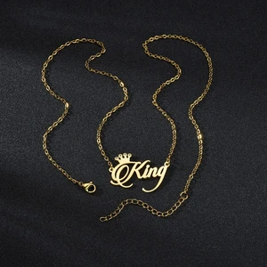 Personalized Custom Nameplate With Crown Diamond Custom Necklaces Stainless Steel Necklaces For Women Men Fashion Jewelry Gifts