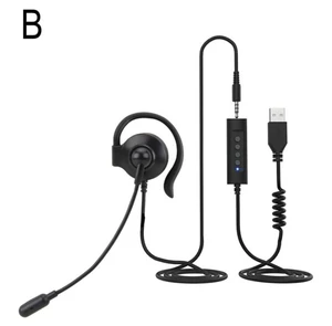 3.5mm Wired Single Side Earphone Wired Business Headset Line Control Stereo In-Ear Earbud With Microphone For Mobile Phone MP3
