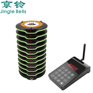 JINGLE BELLS FSK Waterproof Wireless Coaster Buzzers Paging System 10 Pagers 1 Charger Waiter Restauant Call