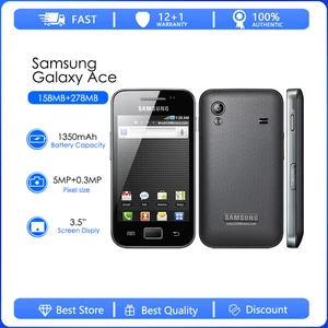 Samsung Galaxy Ace S5830 Refurbished-Unlocked Unlocked Cell Phone 3.5" Screen 5MP Camera 1350mAh Battery Mobile Phone