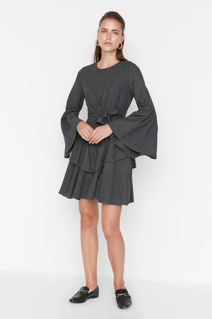 Trendyol Anthracite Belted Woven Dress