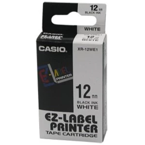 Casio XR-12WE1, 12mm x 8m, čierna tlač/biely podklad, originálna páska