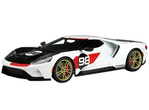 2021 Ford GT 98 White with Black Hood "1966 Daytona 24 Hours" Heritage Edition 1/18 Model Car by GT Spirit for ACME