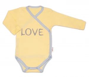 Baby Nellys Body dlouhý rukáv Love - zapínání bokem, žluté, vel. 74 (6-9m)