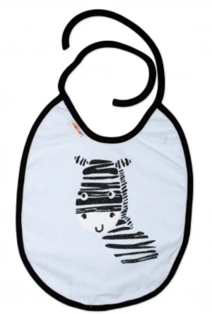 Nepromokavý bryndáček Baby Nellys velký Zebra, 24 x 23 cm - modrá