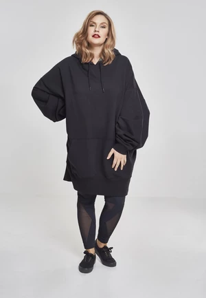 Women's long oversize hooded jacket black