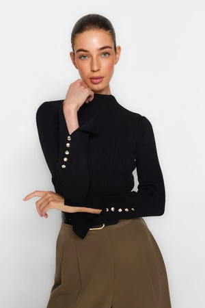 Trendyol Black Sleeve End Detailed Knitwear Sweater