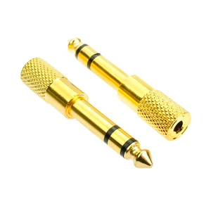 Gold 6.3mm 1/4" Male Plug to 3.5mm 1/8" Female Jack Stereo Headphone Audio Adapter Home Connectors Adapter Microphone