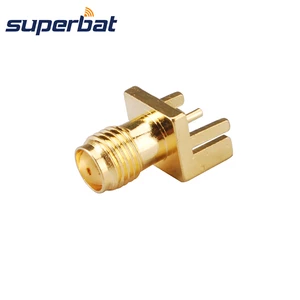 Superbat SMA End Launch Female PCB Mount Wide Flange .031"(0.79mm) RF Coaxial Connector