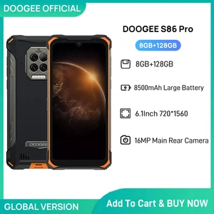 DOOGEE S86 Pro Rugged Smart Phone 8GB+128GB Infrared Thermometer Mobile Phone S86 Smartphone HelioP60 Octa Core 8500mAh