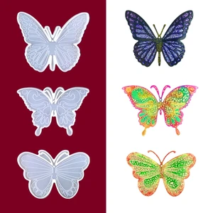 H9ED for butterfly Pendants Crystal Epoxy Mold Handmade Keychain Resin Silicone Mould DIY Crafts Jewelry Wall Decoration Moul