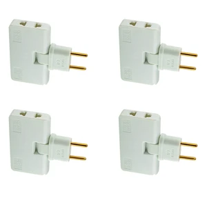 4X Rotate EU Plug Converter 3 In 1 Rotatable Outlet Extender 180 Degree Extension Plug Multi Plug Outlet Adapter,White