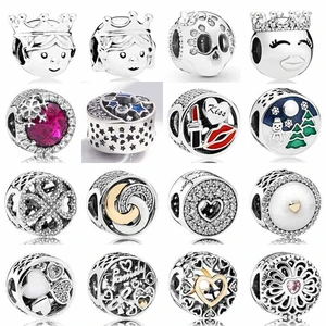Pretty Precious Princess & Prince Starry Night Interlinked Circles Beads 925 Sterling Silver Charm Fit Bracelet Fashion Jewelry