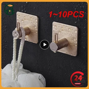 1~10PCS Self Adhesive Wall Hook Rack Towel Hooks Multi-Purpose Bathroom Towel Clothes Handbag Key Hanger Hooks Home Storage Hook