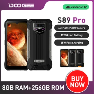 DOOGEE S89 Pro Rugged Phone 8GB+256GB NFC Phone 65W 12000mAh Large Battery Smartphone Helio P90 64MP Camera Global Version