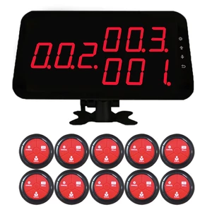 Restaurant Pager Wireless Waiter System with 10 Waterproof Call Buttons and 1Display Receiver For Cafe Bar Fast Food Shop Hotels