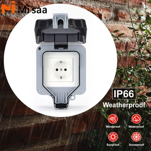 Single Eu Plug Socket Ac220v Ip66 New Rainproof Home Appliance Switch Socket Outdoor Eu 16a Waterproof Socket Box
