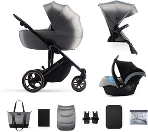 KINDERKRAFT SELECT Kočík kombinovaný 3v1 Prime 2 Shadow Grey, Premium