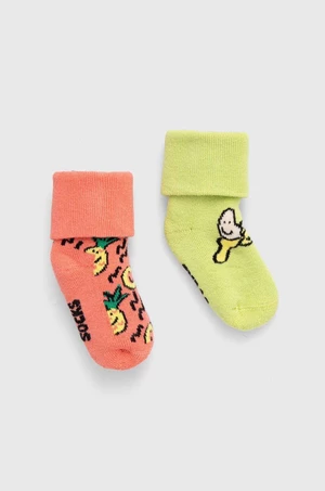 Detské ponožky Happy Socks Kids Fruits Baby Terry Socks 2-pak žltá farba