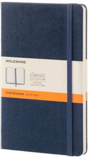 Moleskine - zápisník - linkovaný, modrý L