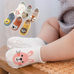 Winter Spring Anti Slip Baby Socks Cute Cartoon Animal Letter Print Toddler Kids Floor Socks Rubber Soles Baby Boy Girl Socks