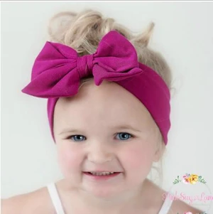 On Sale 1pcs Baby Double Bowknot Headband Knitted Cotton Toddler Infant elastic hair bands Turban Headbands Summer bandeau bebe