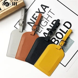 1PC Portable PU Leather Luggage Tag Suitcase Identifier Label Baggage Boarding Bag Tag Name ID Address Holder Travel Accessories