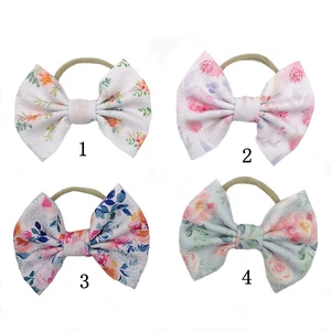 Yundfly 1 pcs Kawaii Toddler Girls Nylon Headband Baby Floral Print Bowknot Hairband Children Hair Accessories