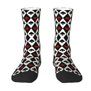 Cool Poker Men's Crew Socks Unisex Funny Gambling Card Game Spring Summer Autumn Winter Dress Socks