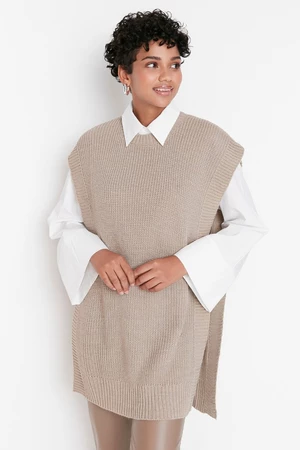 Trendyol Mink Side Slit Detailní pletený svetr