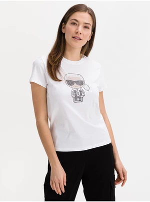 Biele dámske vzorované tričko Karl Lagerfeld