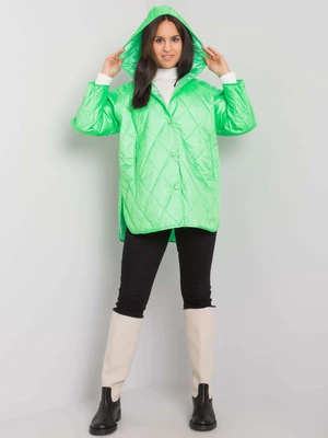 Women's quilted hooded jacket Selah - fluo green