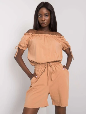OH BELLA Camel overall with Spanish neckline