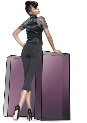 Bas Bleu Women's leggings SANDRA SHORT with appliqués and leg 3/4