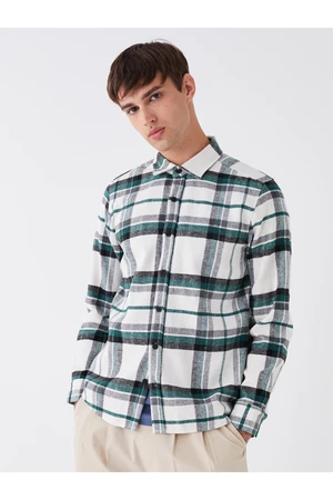 LC Waikiki Long Sleeved Plaid Men's Lumberjack Shirt Jacket with a Regular Fit