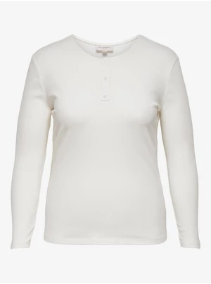 Bílé basic tričko s dlouhým rukávem ONLY CARMAKOMA Adda - Dámské