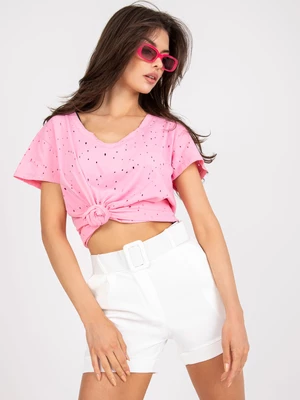 Light pink monochrome cotton T-shirt
