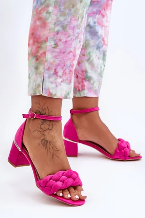 Zamsz sandals with hair Fuchsia Essenza