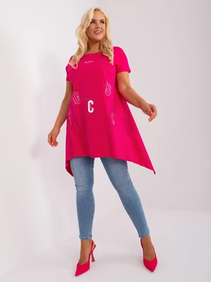 Fuchsia long blouse plus size with print