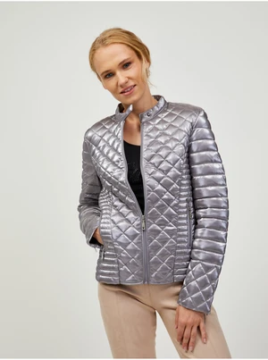 Ladies quilted jacket in silver Guess Vona - Ladies