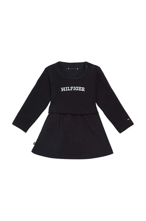 Dievčenské šaty Tommy Hilfiger tmavomodrá farba, mini, áčkový strih