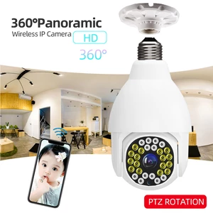 GUUDGO V380 WIFI E27 1080P Bulb Dome Camera PTZ Dual Light 12 infrared +16 White Light Night Vision with Base Remote Con