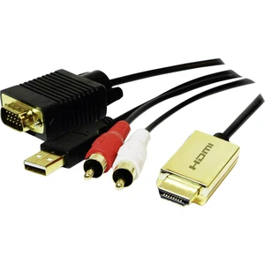 LogiLink CV0052A  adaptér [1x HDMI zástrčka - 1x VGA zástrčka, cinch zástrčka] zlatá, čierna  2.00 m