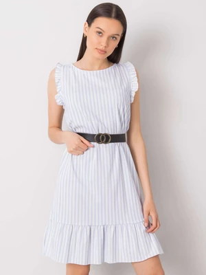 Lady's light blue striped dress
