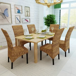 Dining room chairs 6 pcs abaca and solid mango wood
