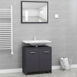 Bathroom Furniture Set Gray Chipboard