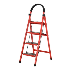 3/4 Layers Folding Ladder Red Stable Non-slip for Household