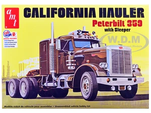 Skill 3 Model Kit Peterbilt 359 California Hauler with Sleeper Cab 1/25 Scale Model by AMT